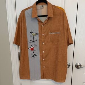 Men's Retro Martini and Cool Cat  Short Sleeve Shirt